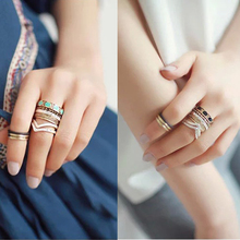 Fashion Vintage Punk Summer Style 8pcs/lot Metal Ring Hollow Out Band Midi Mid Finger Knuckle Ring Set  Free