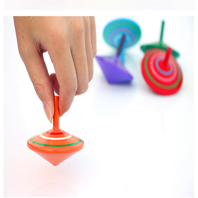 1pc kids classic spinning top toy wooden children's relief stress gyro toys HUME 