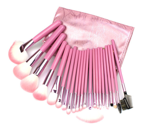 PCS  Brush sets makeup Pink/White Nylon brush 22 natural bristle  Makeup Professional Bristle Brushes