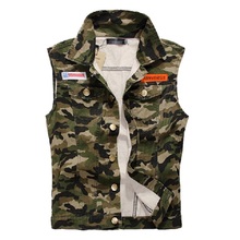 New Men’s Camouflage Denim Vest Men Camo Brand Clothing Male Jeans Waistcoat Man Sleeveless Jackets Plus Size M-4XL,LA032