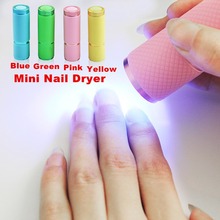 1pc/pack Mini UV Gel Curing Lamp Portability Nail Dryer LED Flashlight Currency Detector 9 LED Aluminum Alloy AAA Battery