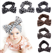 Baby Girl Fashion Headband Baby Turban BowKnot Headbands Infant Leopard Print Cotton Jersey Blend Knit Bows Hair Accessories