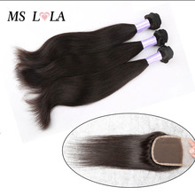 Peruvian Virgin Hair With Closure 3 Bundles With Lace Closure Human Hair Weave 6A Peruvian Virgin Hair Straight Free Shipping