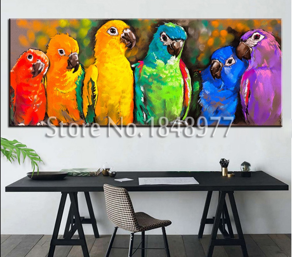 Large Modern Canvas Oil Wall Art Painting Colorful Parrot Home Decorative Cheap Art Picture Paint on Canvas Prints