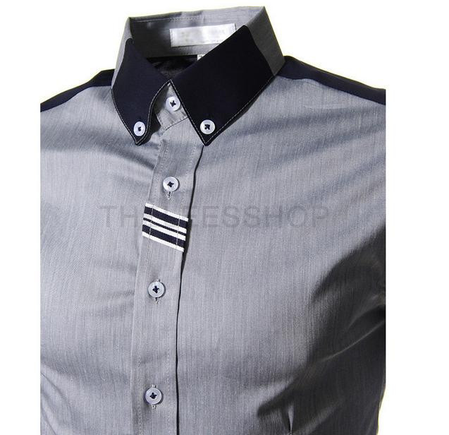 2014 The New Men s Spring Fashion Webbing Long sleeved Shirt Long sleeved men shirts Slim
