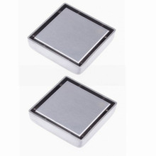 Free shipping 2pcs 304 stainless steel Bathroom Bath 10cm Square Shower Floor Drainer Trap Waste Grate Strainer Cover DR007