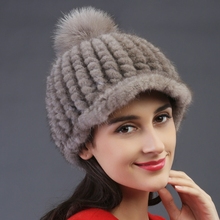 2015 autumn winter Super warm lovely ear women genuine rex mink fur Rex pineapple cap lady dress lovely luxur fur hat hair fur