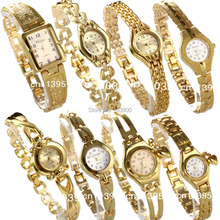 2016 New Fashion Ladies Elegant Bracelet Watch Luxury Full Gold Stainless Steel Quartz Watch Charm Mini Watch Women Dress Watch