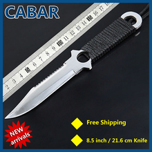 Cabar Brand 2015 New Arrival 96mm Double edge Hunting Camping Diving Outdoor Knife+Scabbard+Bandage Top Quality White Blade