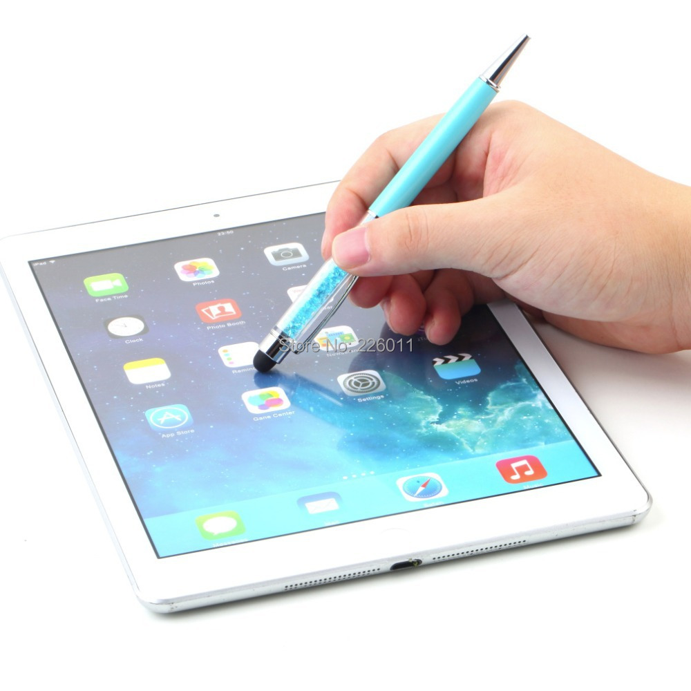 Touch Screen Stylus Ballpoint Pen for iPhone iPad Smartphone Crystal 2 in1 