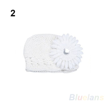 Winter Warm Cute Baby Girl Infant Toddler Hand Crochet Beanie knitted Hat Daisy Flower Clip Cap