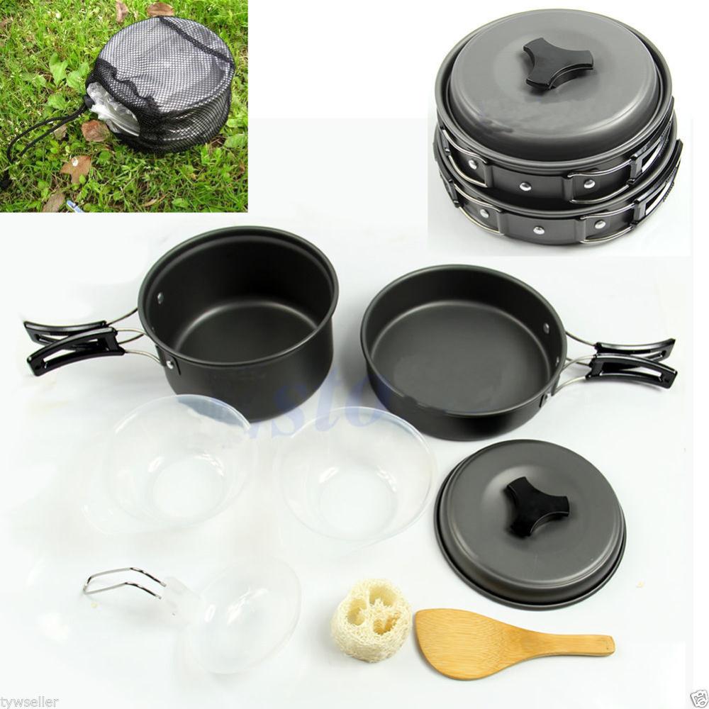 8pcs Hot Worldwde Backpacking Cooking Picnic Outdoor Camping Hiking Cookware Bowl Pot Pan Set