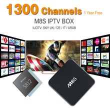 Hot Android tv box M8S arabic iptv box free tv 1 Year Iudtv Include 1300+ hot full Europen Channels Sky UK IT DE Free shipping