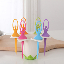 6PCS/lot Lovely Flower Fairy Fruit Fork Set with Lilies Shape Pot for Fruit Dessert Children Tableware Kitchen Accessories
