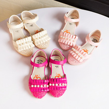 Children shoes girls sandals Pearl lace net child shoes summer fashion girl princess shoes Baby toddler shoes kids sandals A163