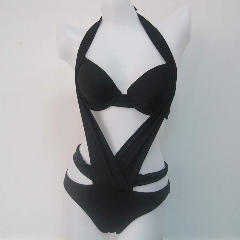 New cut out brazilian Halter Monokini womens bandage swimsuit one piece black Bathing suit sexy bodysuit high cut swimwear