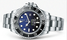 2014 nuevos hombres de regalos de lujo del reloj de cerámica automático bisel aguas profundas original oyster perpetual acero esfera azul negro