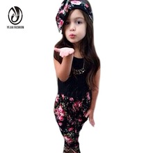 3 Pcs Baby Girls Floral Print T-shirt Pants Hair Band Set Kids Summer Outfits Sets Toddler Girl Clothing Baby Girls Clothes