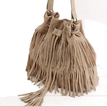 Women bag ladies shoulder Summer women’s handbags famous brands canvas Brown soft bag with fringe tassel Fashion Messenger Bag