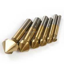 6Pcs High Carbon Steel Single Flute Titanium Coated Edge Chamfer Chamfering 90 Degree Wood Countersink Drill