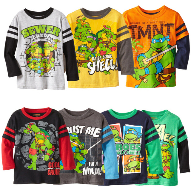 2017 новое прибытие Teenage Mutant Ninja Turtles весна длинным рукавом мальчиков майка детские дети лучших тройник детей одежда