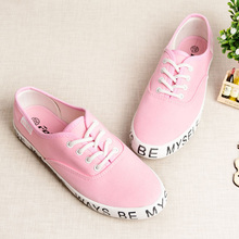 2015 New Style Casual Black Letter Printed Low Top Women Canvas Shoes Lace Up Sneakers Fashion