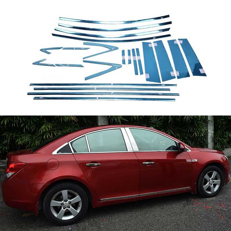 22 Pcs/Set Stainless Steel Full Window Trim With Front Triangle Decoration Strips For Chevrolet Cruze 2013 2014 2015