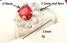 60 off Flower Red Created Diamond Ring for Women 925 Sterling Silver Crystal Jewerly Ruby Engagement