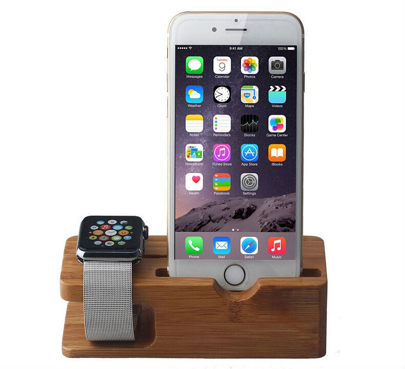 Natural Bamboo Charging Dock Station Bracket Cradle Stand Holder For APPLE iPhone 6PLUS 6 5S 5C