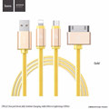 Original HOCO 3 in 1 Metal Jelly Knitted Charging Syc Data Cable for Apple lightning 30