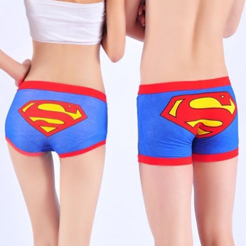 2 pcs 100 cotton underwear couple Superman a sexy cartoon male female boxer shorts triangle This
