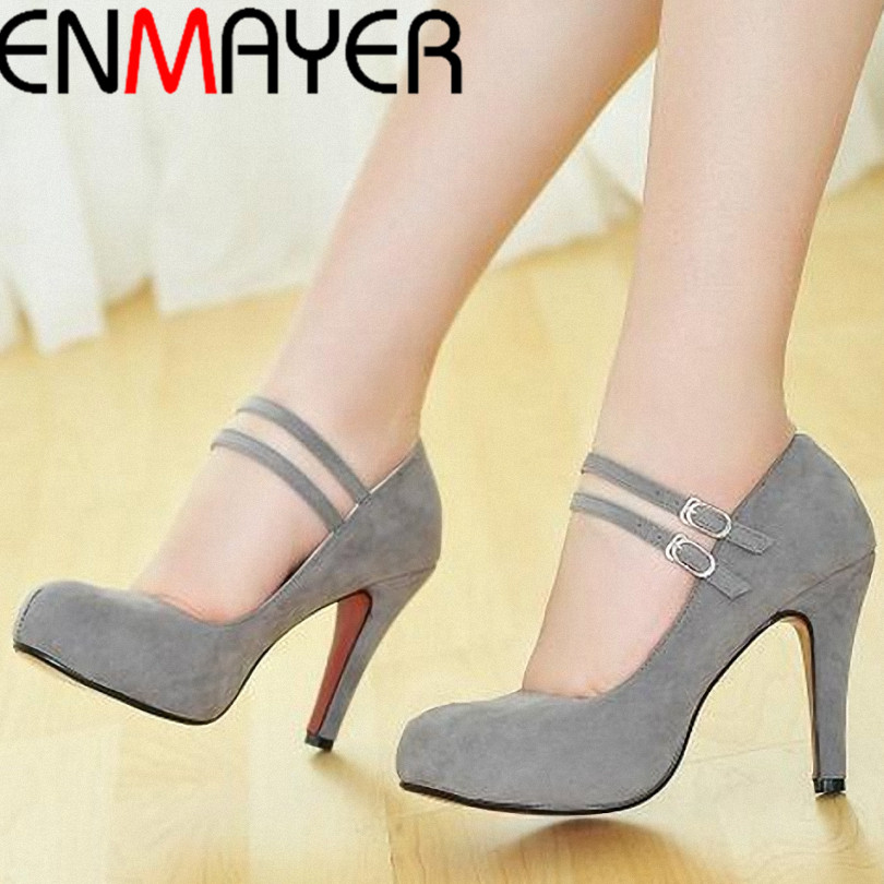 ENMAYER Classic Hot Selling Closed Toe Fashion Style Spring Autumn Women Pumps PU Sexy High Heels