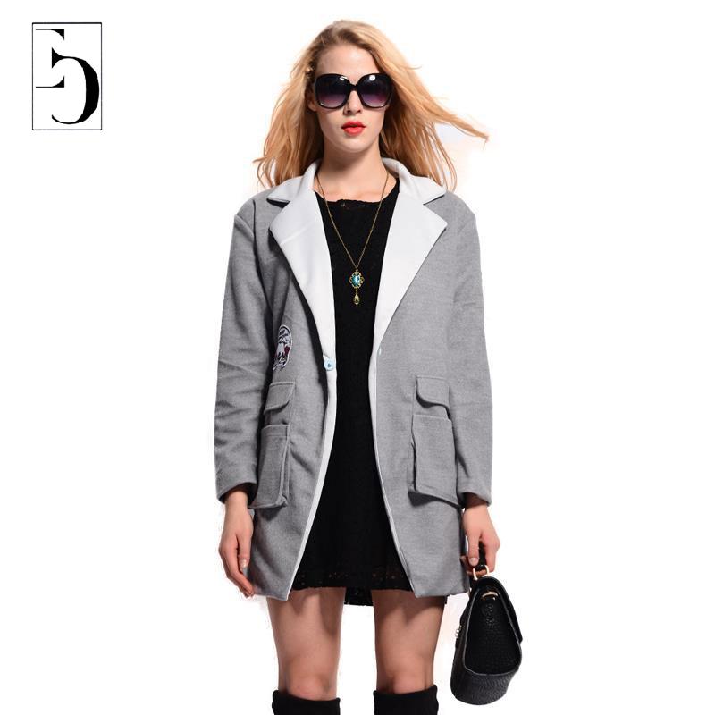 Women Plus Size Jacket Winter Fashion Solid Full Sleeve Cotton Long Jackets Casual Slim Turn Down Collar Two Pockets Womens Coat