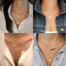 Fashion Multi Layer Necklace Gold Plated Fatima Hand Chain Bar Necklace Beads And Long Strip Pendant Necklaces Jewelry Women