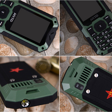 2015 Russian Arabic big voice dustproof 6800mAh Three SIM Cards dual bands Tachograph Vibration flashlight FM