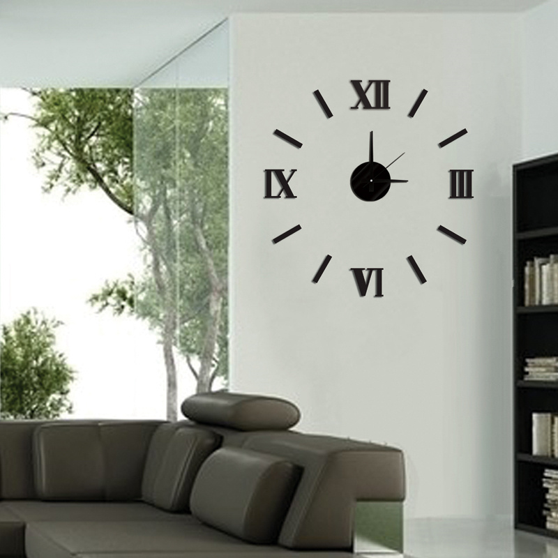 New DIY Roman numeral wall clock mirror sticker wall clock modern design for living room home decor