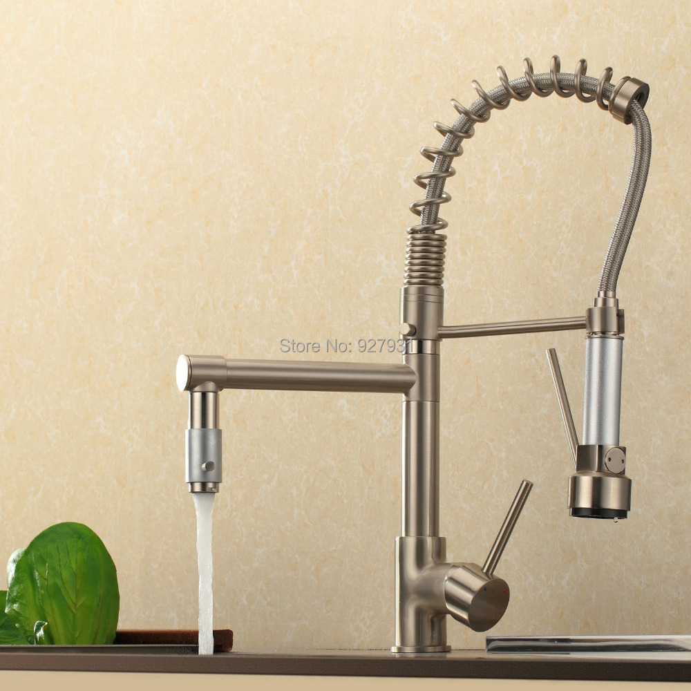 New Pull Down Nickel Brushed Kitchen Sink Water Faucet Vessel Vanity Lavatory Faucets,Deck Mount Mixers & Taps New Pull Down Nickel Brushed Kitchen Sink Water Faucet Vessel Vanity Lavatory Faucets,Deck Mount Mixers & Taps
