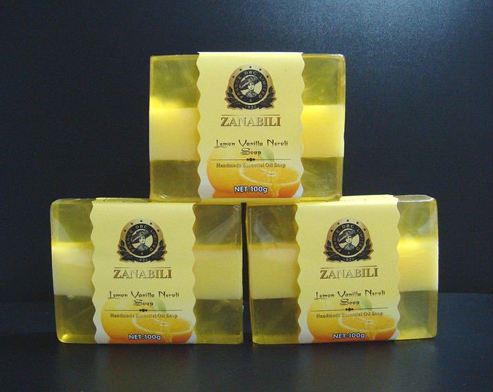 Free shipping High Quality Lemon Vanilla flores aurantii soap natural handmade bath soap for man ZZL20