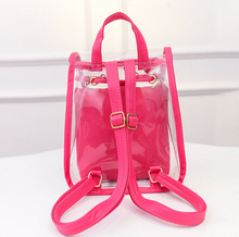 Free shipping 2015 new Summer Candy colored women bag transparent small double backpack Lovely Ladies small