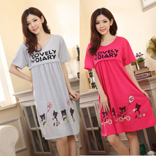 Pregnant Large Bear Lactation Nursing Clothes Maternity Dress Letters Print Summer Cotton Sleepwear mujeres dormir