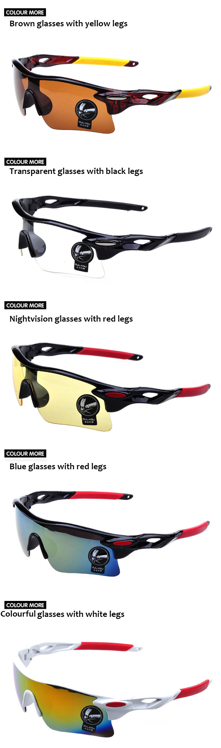 6 2014 Fashion Hot Men Women Sunglasses Unisex Dazzle Colour Cycling Bicycle Bike Sports Fishing Driving Skiing Sunglasses Oculos