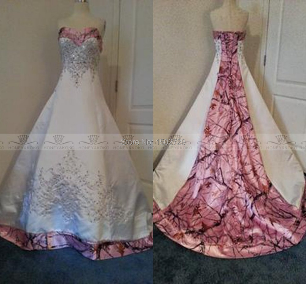 plus size pink camo wedding dresses