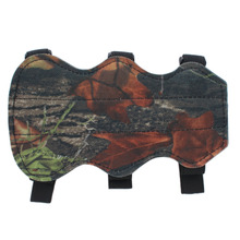 Archery Bow Arm Guard Protection Forearm Safe 3 Strap Camo Leather New
