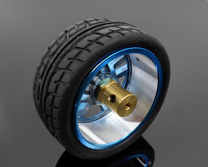 Metal wheel 65mm tire intelligent car robot tire aluminum alloy wheel DIY model toy rubber wheel +Coupling