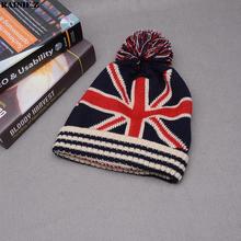 Flag font b Beanie b font Winter Kniting Hat With Pom Pom Hip Hop Dancing British
