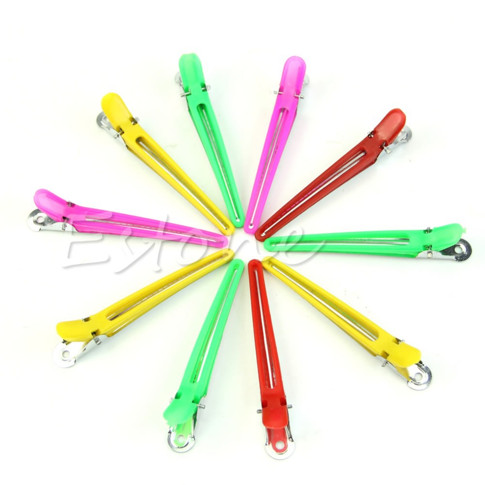 Free shipping New 10 Pcs Colorful Hairdressing Sectioning Clips Clamps Hair Salon Styling Grip