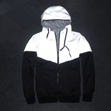 2016 NEW Drop Shipping Men Jacket Autumn Patchwork Reflective 3m Jacket Sport Hip Hop Outdoor Waterproof Windbreaker Men Coat