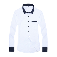 2015 Fashion Patchwork Color Blocking Men Dress Shirts 095 BM Long Sleeve Turn Down Collar  Mens Clothing Camisa Masculina