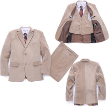 Kids Blazers Jackets Coat+Jacket+Pant 3 piece Clothing set for Boys Blazer suit Corduroy Formal dress Baby clothes Wedding suit