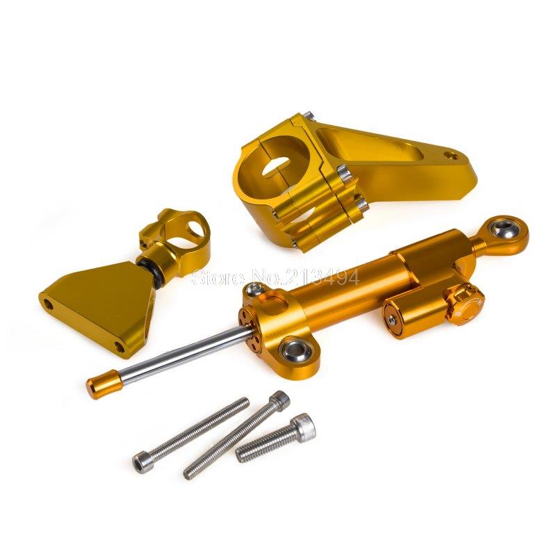 2015 New Adjustable Steering Damper & Mounting Kit For Honda CBR600 F4i 2001-2007 Gold